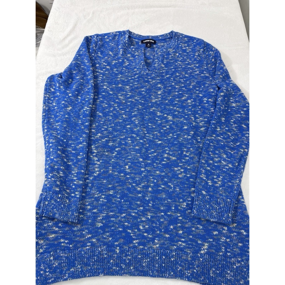 Land's End Women's Sweater Knit Top Size Medium(10-12) Long Sleeve Blue